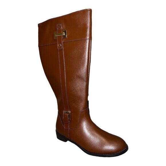 Karen Scott Deliee Wide-Calf Riding Boots Cognac Brown 6.5M New - Picture 2 of 7